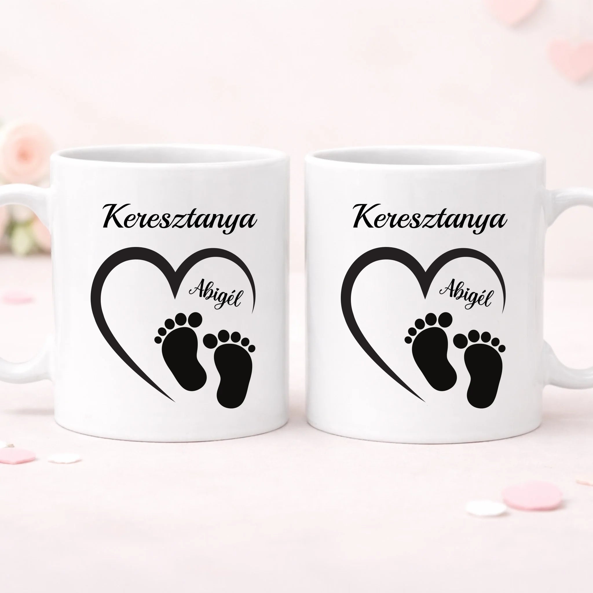 Egyedi bögre Keresztanyáknak névvel és szerkeszthető mintával