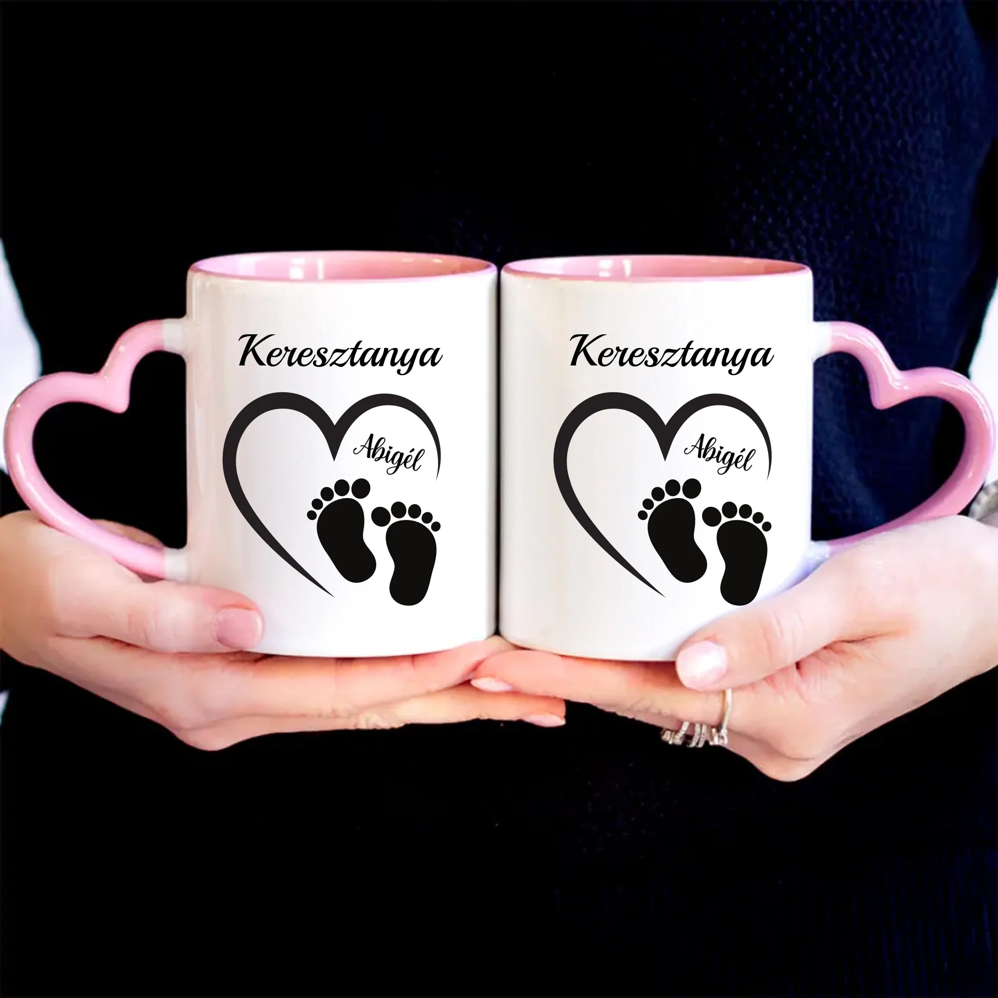 Egyedi bögre Keresztanyáknak névvel és szerkeszthető mintával