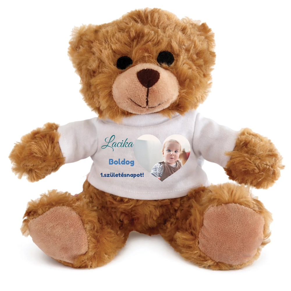 1 éves szülinapi ajándék plüss maci fényképpel
