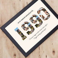 Személyre szabható születésnapi ajándék - egyedi képes évszámos falikép választható évszámmal