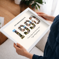 Személyre szabható születésnapi ajándék - egyedi képes évszámos falikép választható évszámmal