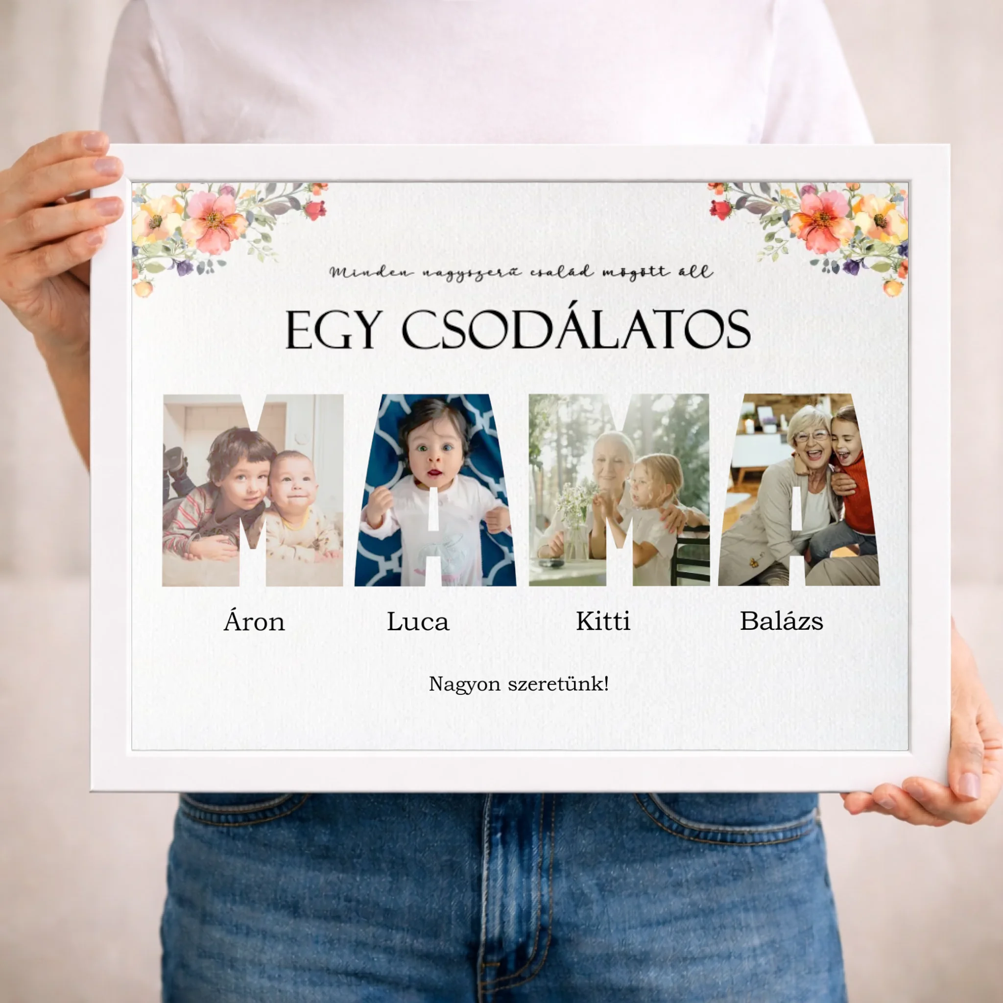 Csodálatos mama - 4 képes személyre szabható falikép