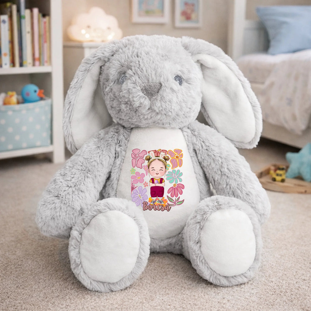 Húsvéti ajándék lányoknak - egyedi plüssnyuszi szerkeszthető karakterrel