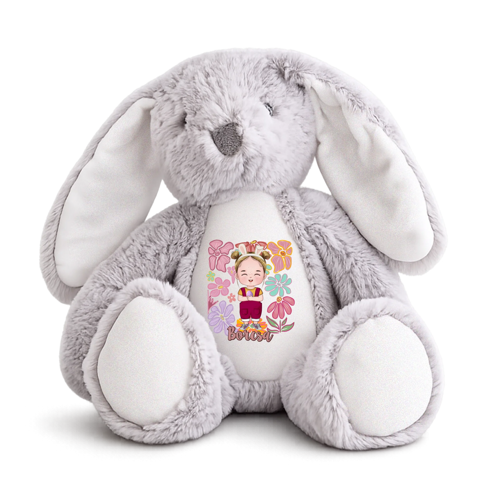 Húsvéti ajándék lányoknak - egyedi plüssnyuszi szerkeszthető karakterrel