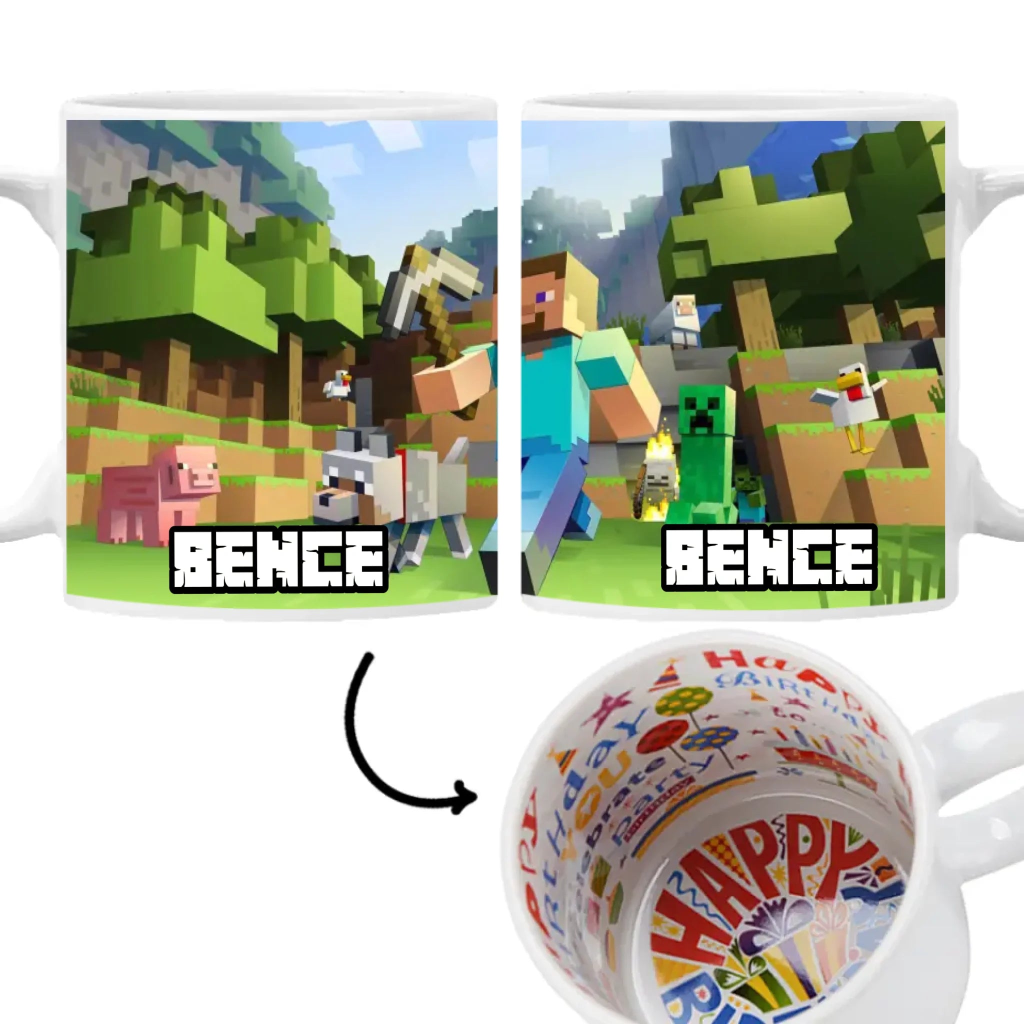 Élőben szerkeszthető szülinapi bögre - Minecraft bögre egyedi névvel