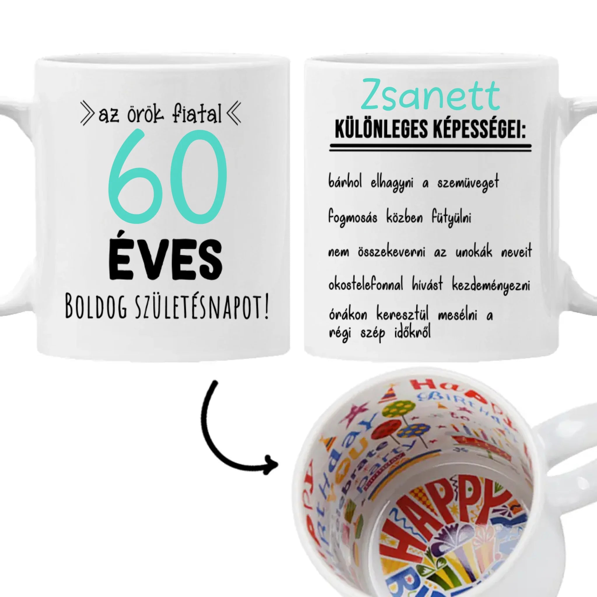 Egyedi születésnapi bögre 60. születésnapra