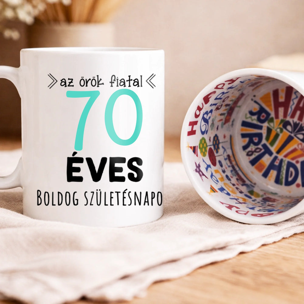 Egyedi születésnapi bögre 70. születésnapra
