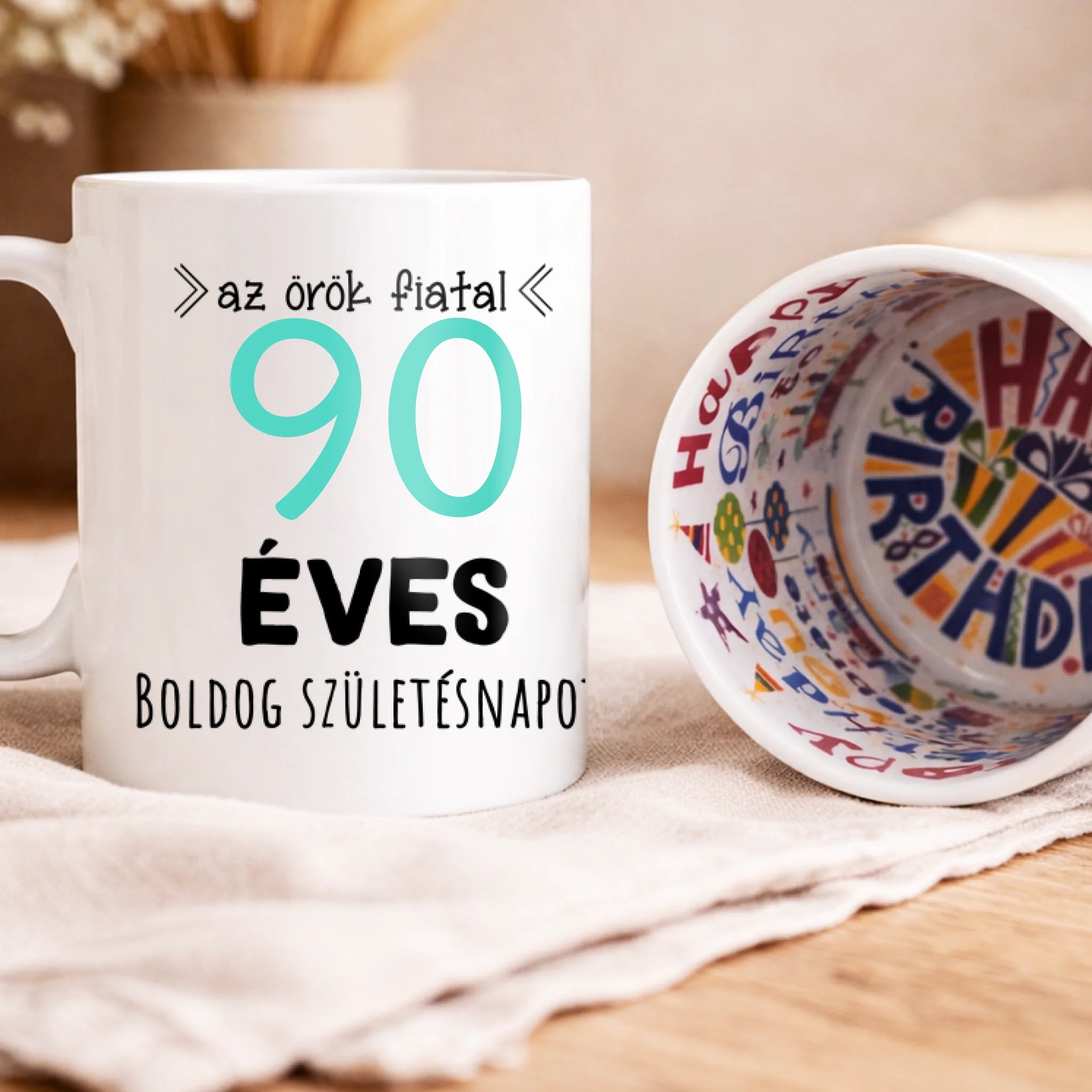 Egyedi születésnapi bögre 90. születésnapra