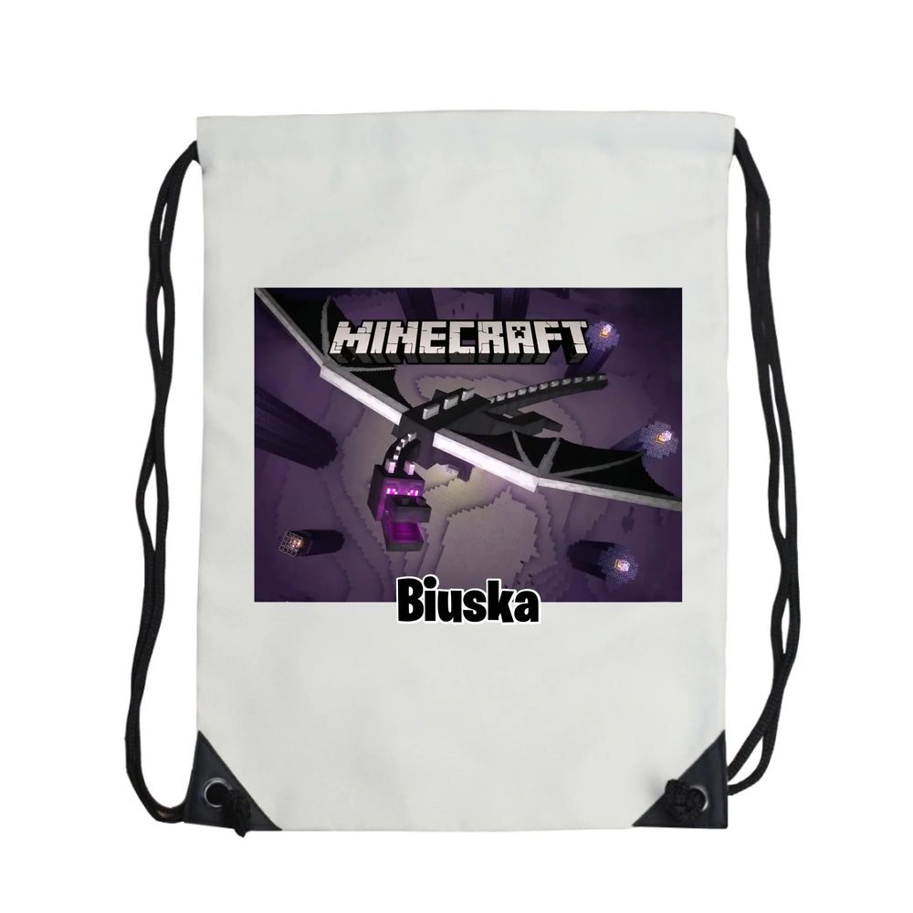 Egyedi neves Minecraft tornazsák – Ender Dragon mintával