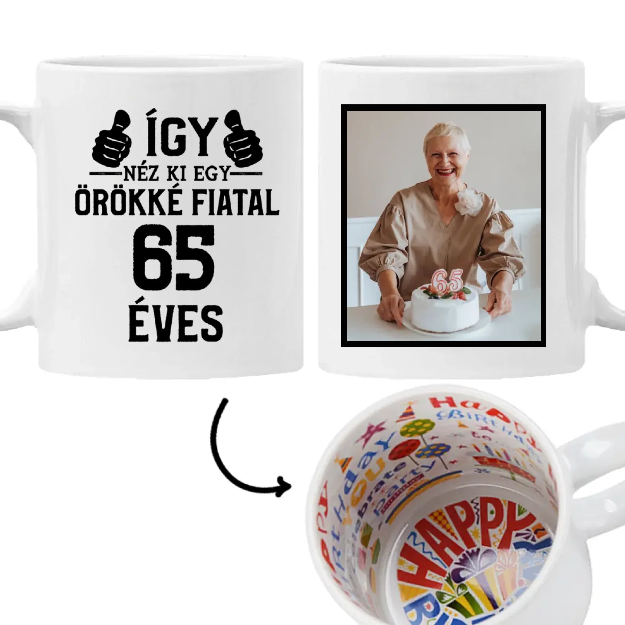 Örökké fiatal 65 éves szülinapi ajándék bögre