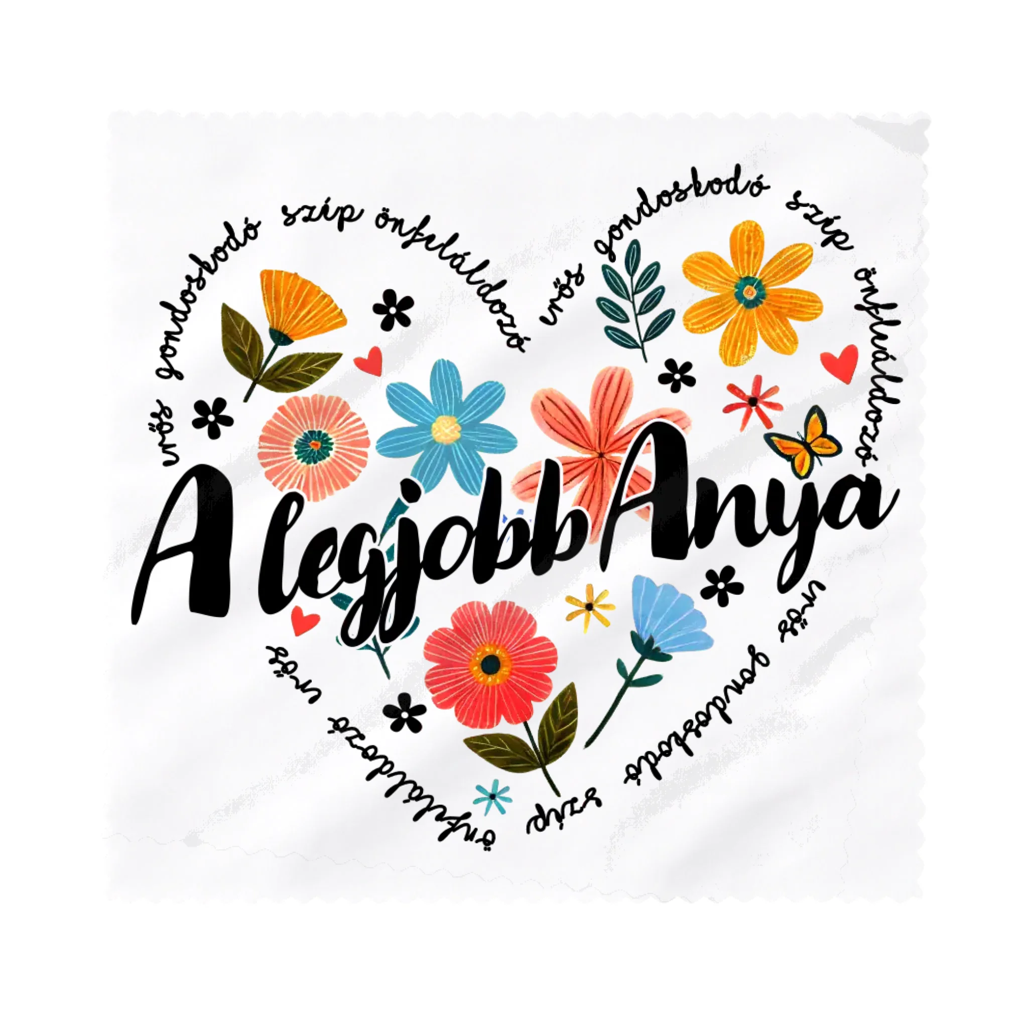 Egyedi szemüvegtörlő kendő anyáknak - a legjobb Anya felirattal, körbefutó mintával