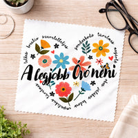 Egyedi szemüvegtörlő kendő óvónőknek - a legjobb Óvónéni felirattal, körbefutó mintával