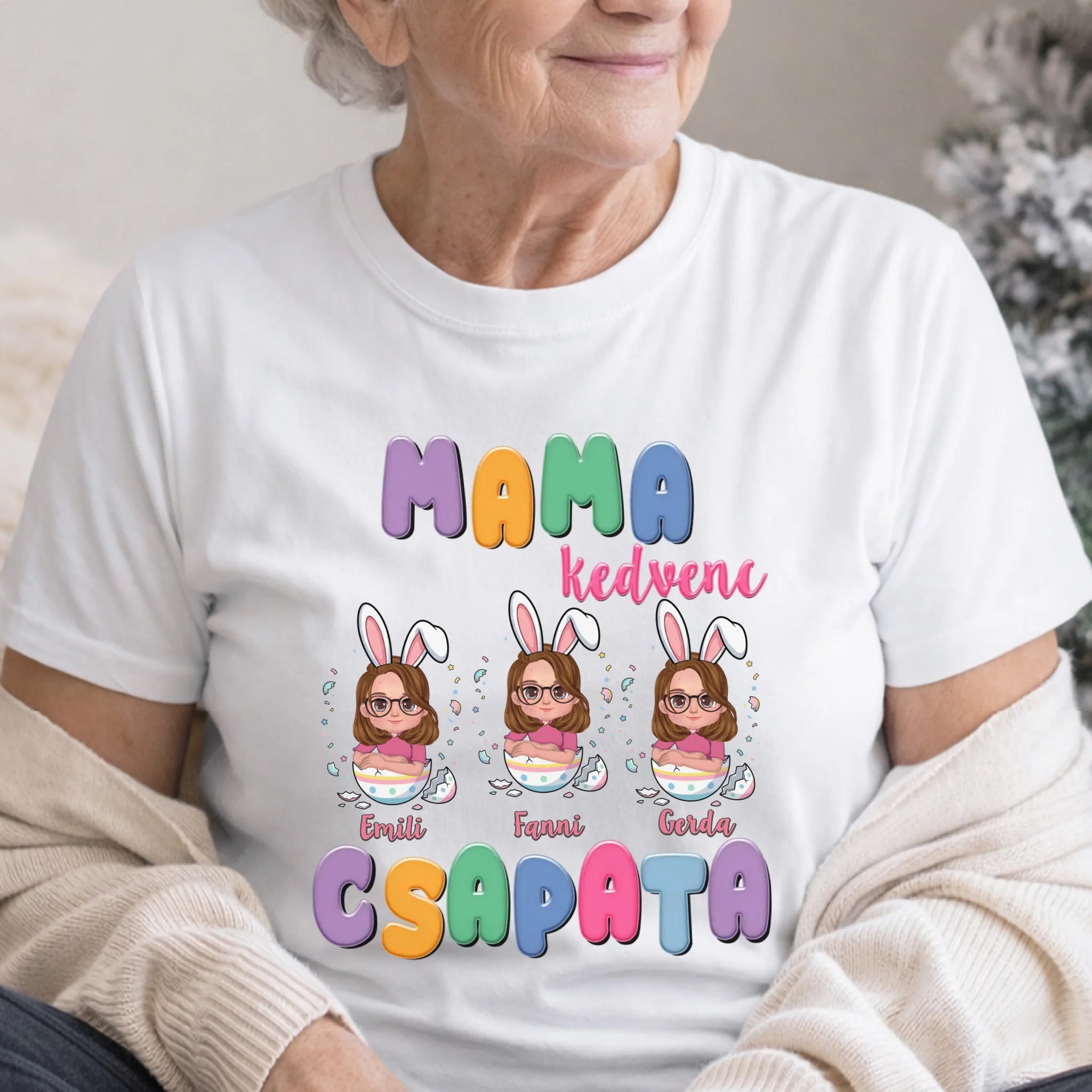 Mama kedvenc csapata húsvéti póló akár 4 unokával