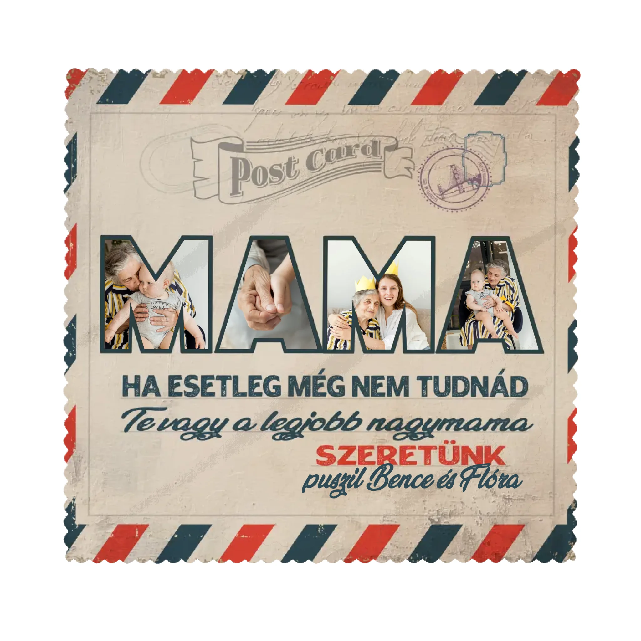 	 Ta vagy a legjobb nagymama egyedi szemüvegtörlő kendő mamáknak saját képpel és névvel