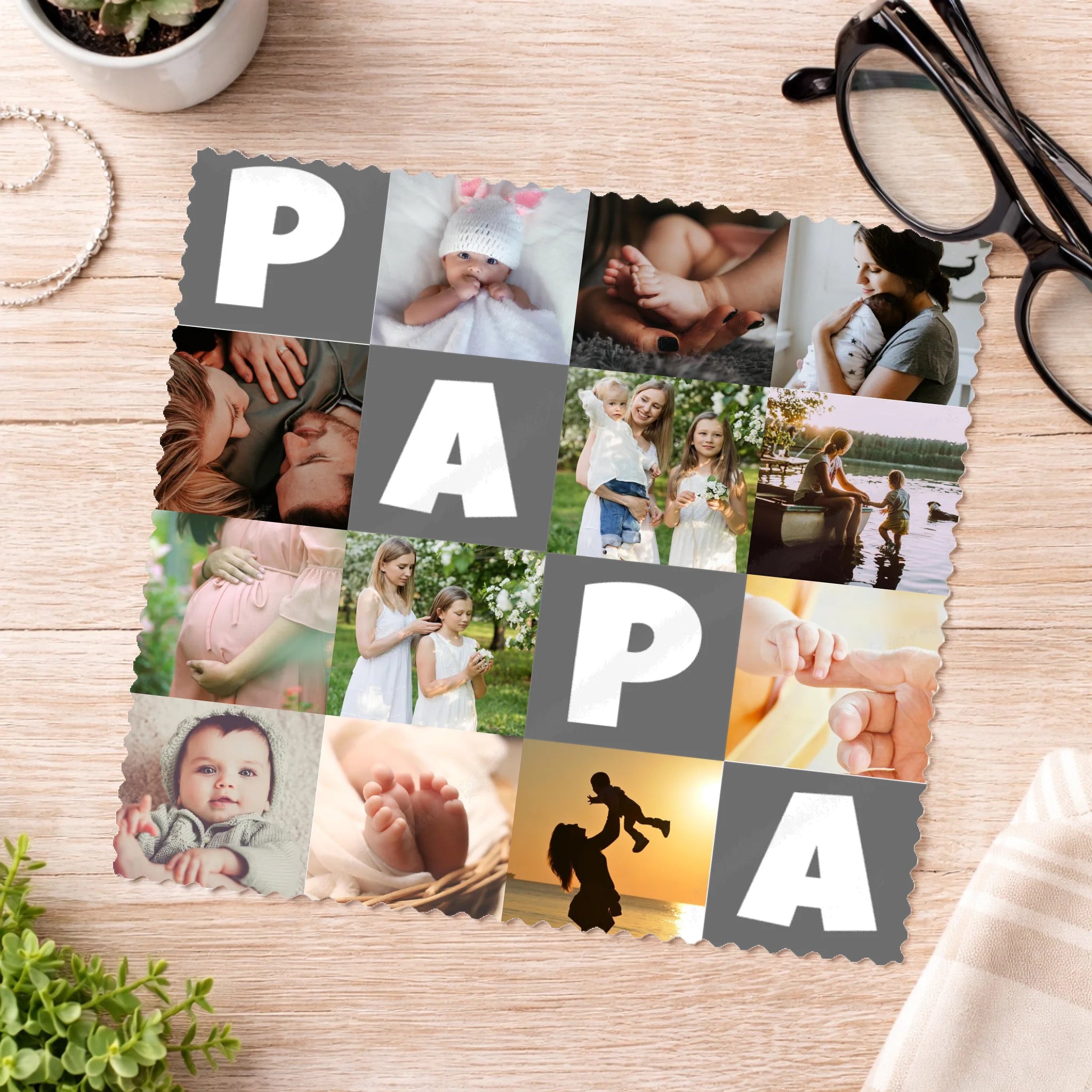 Egyedi 12 képes szemüvegtörlő kendő Papáknak