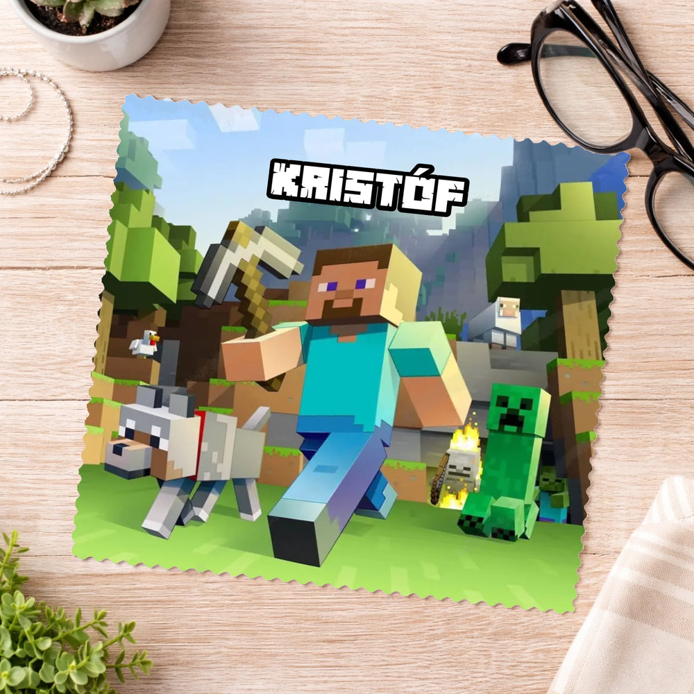 Minecraft mintás szemüvegtörlő kendő gyerekeknek