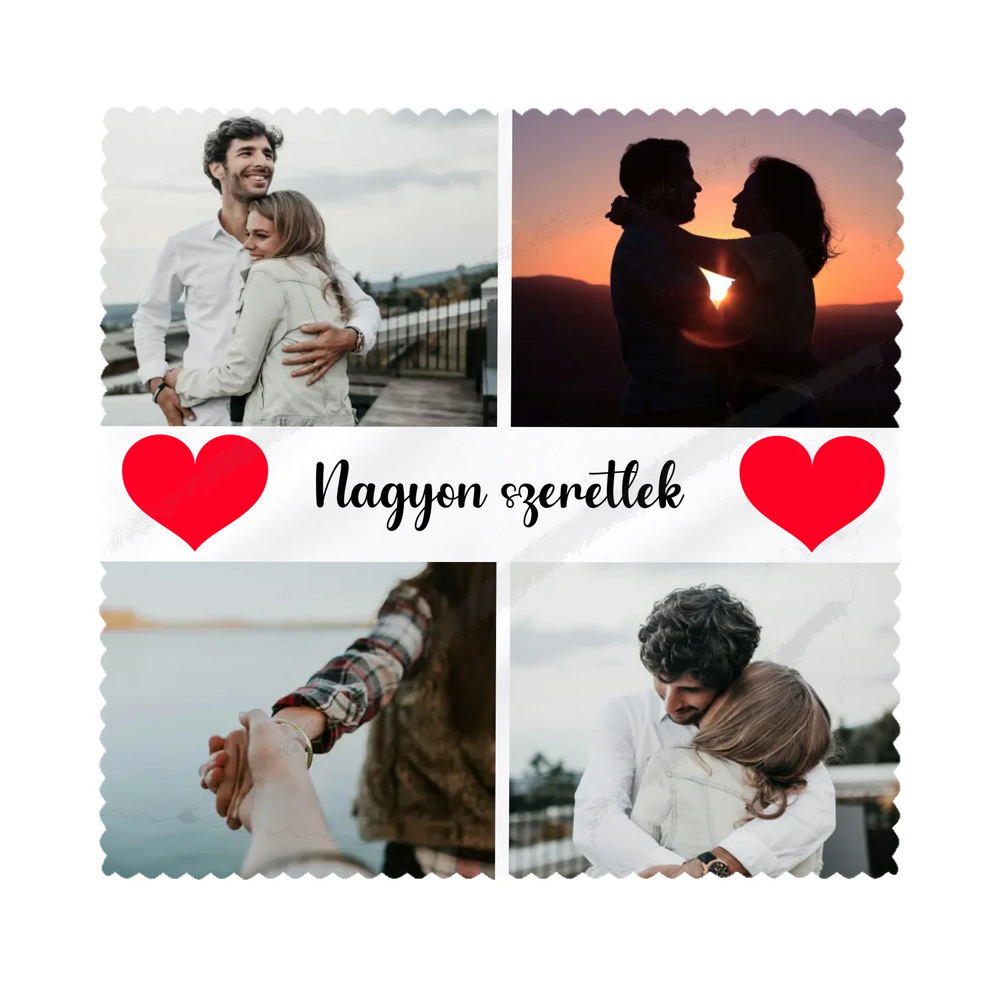 Egyedi 4 képes szíves szemüvegtörlő kendő