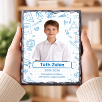 Egyedi fényképes gránitlap ballagásra - névvel és felirattal