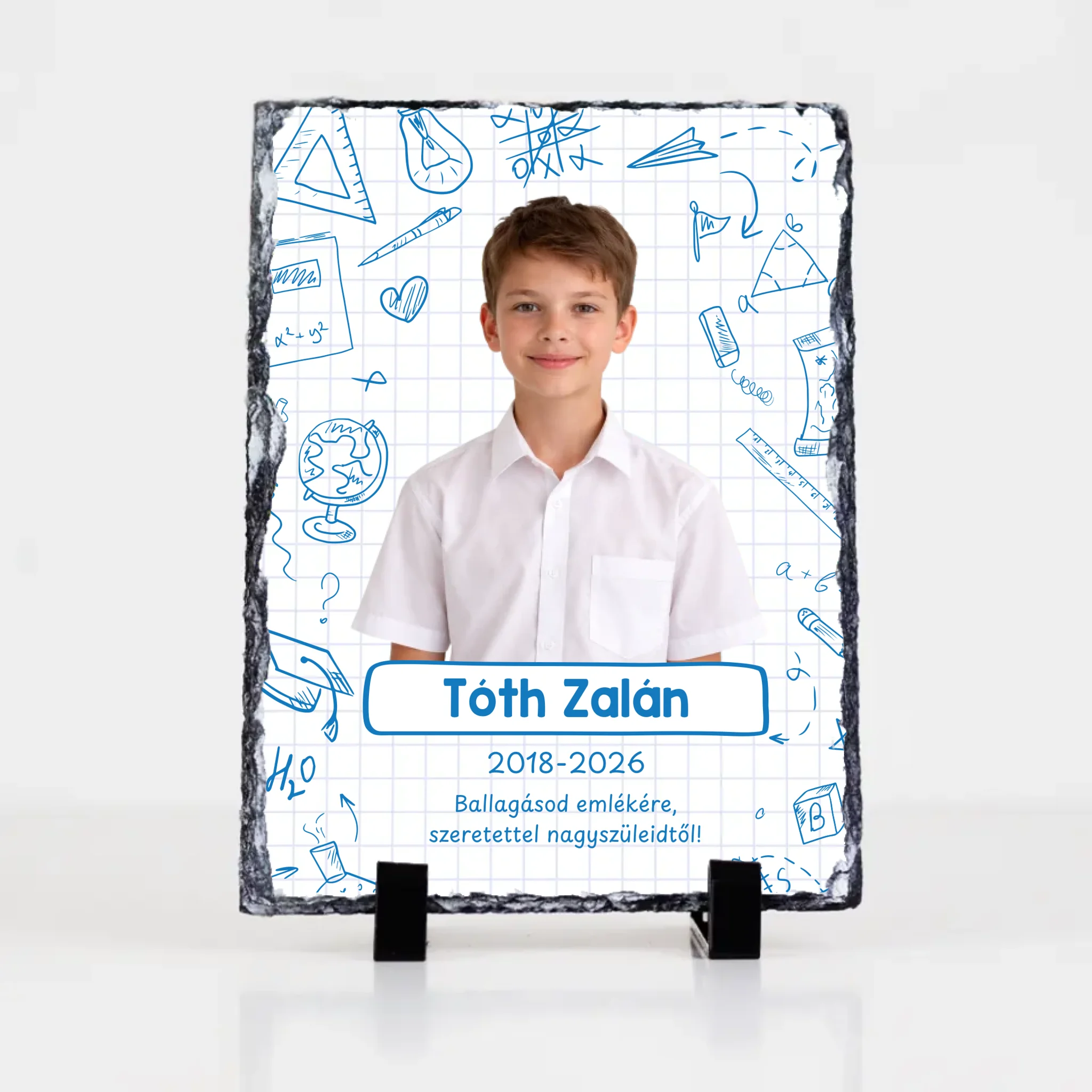 Egyedi fényképes gránitlap ballagásra - névvel és felirattal