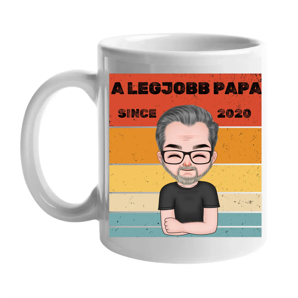 A legjobb Papa bögre szerkeszthető karakterekkel