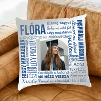 Egyedi motivációs fullprint párna névvel és fényképpel