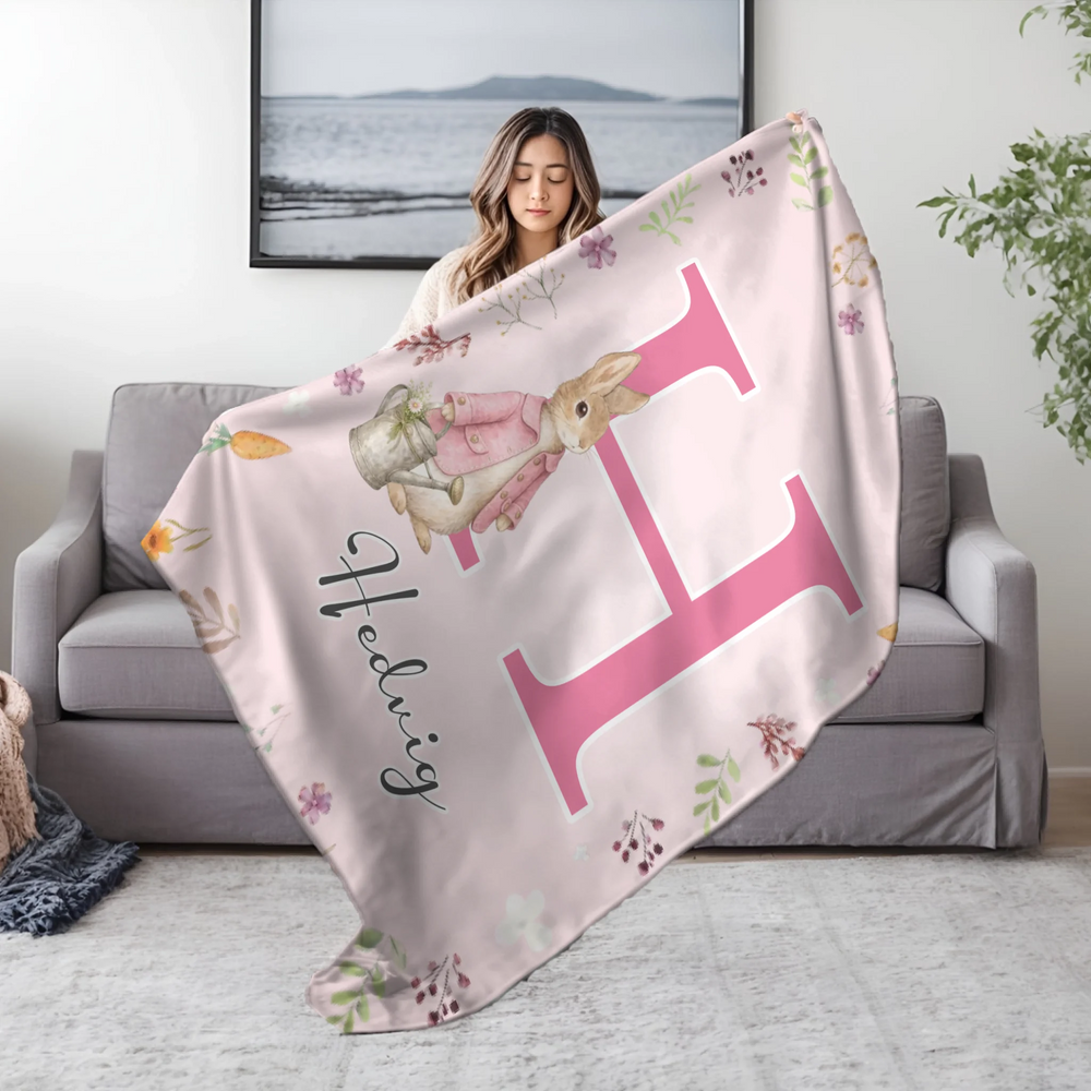 Személyre szabható húsvéti nyuszis pléd - névvel és választható mintával