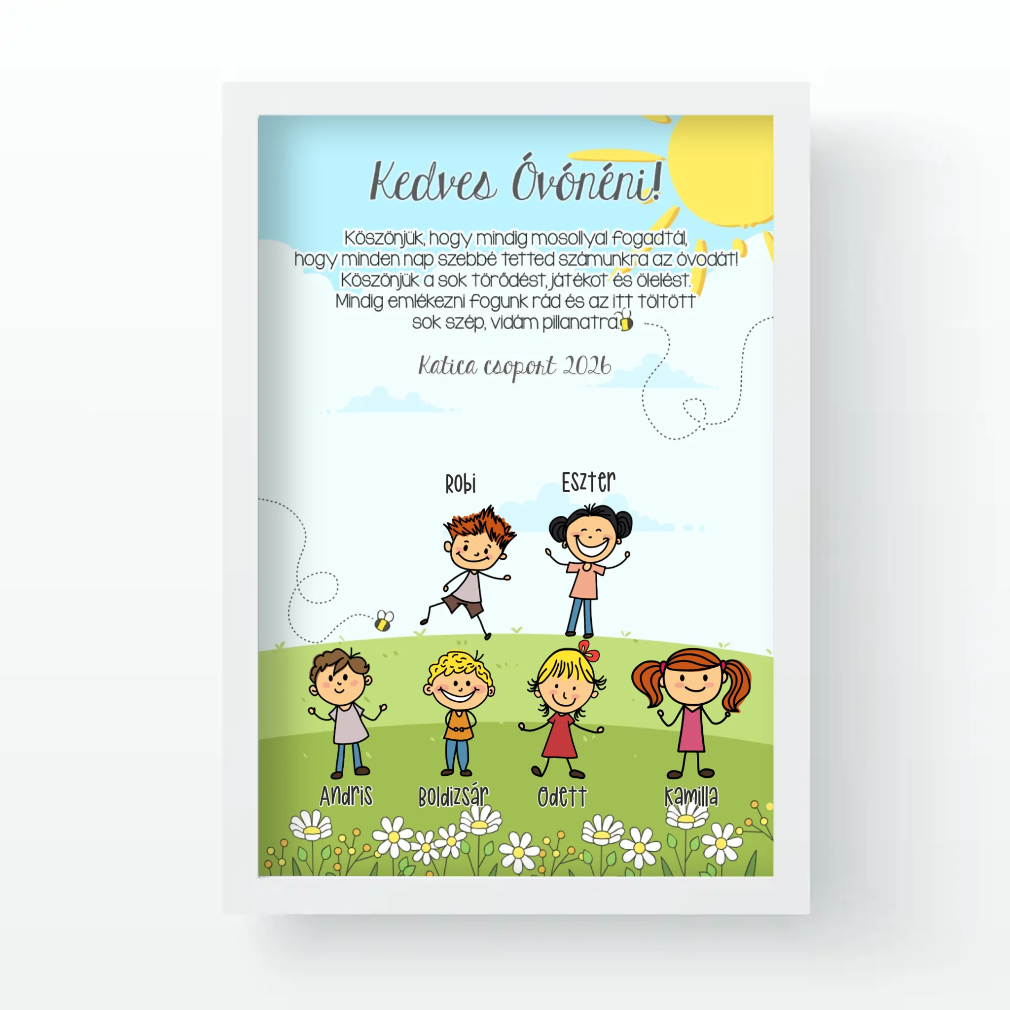 Kedves Óvónéni Ballagási ajándék falikép - akár 18 gyerekkel