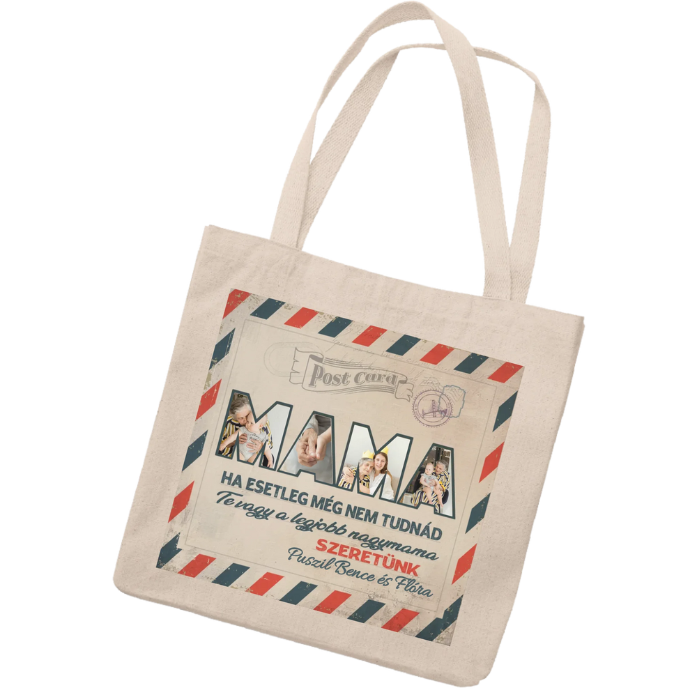 Fényképes ajándék nagymamáknak-kétoldalas vászontáska