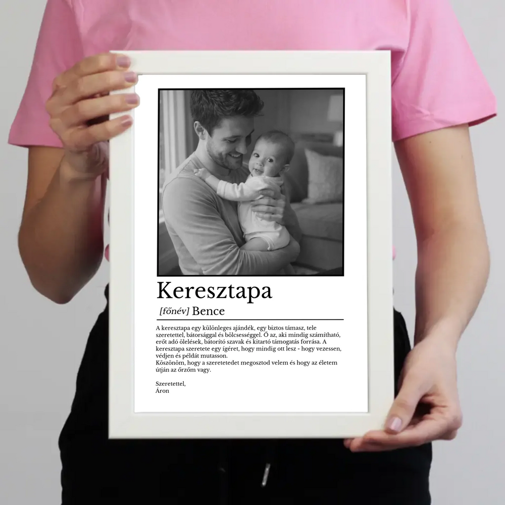 Egyedi falikép keresztapának - fotóval és névvel