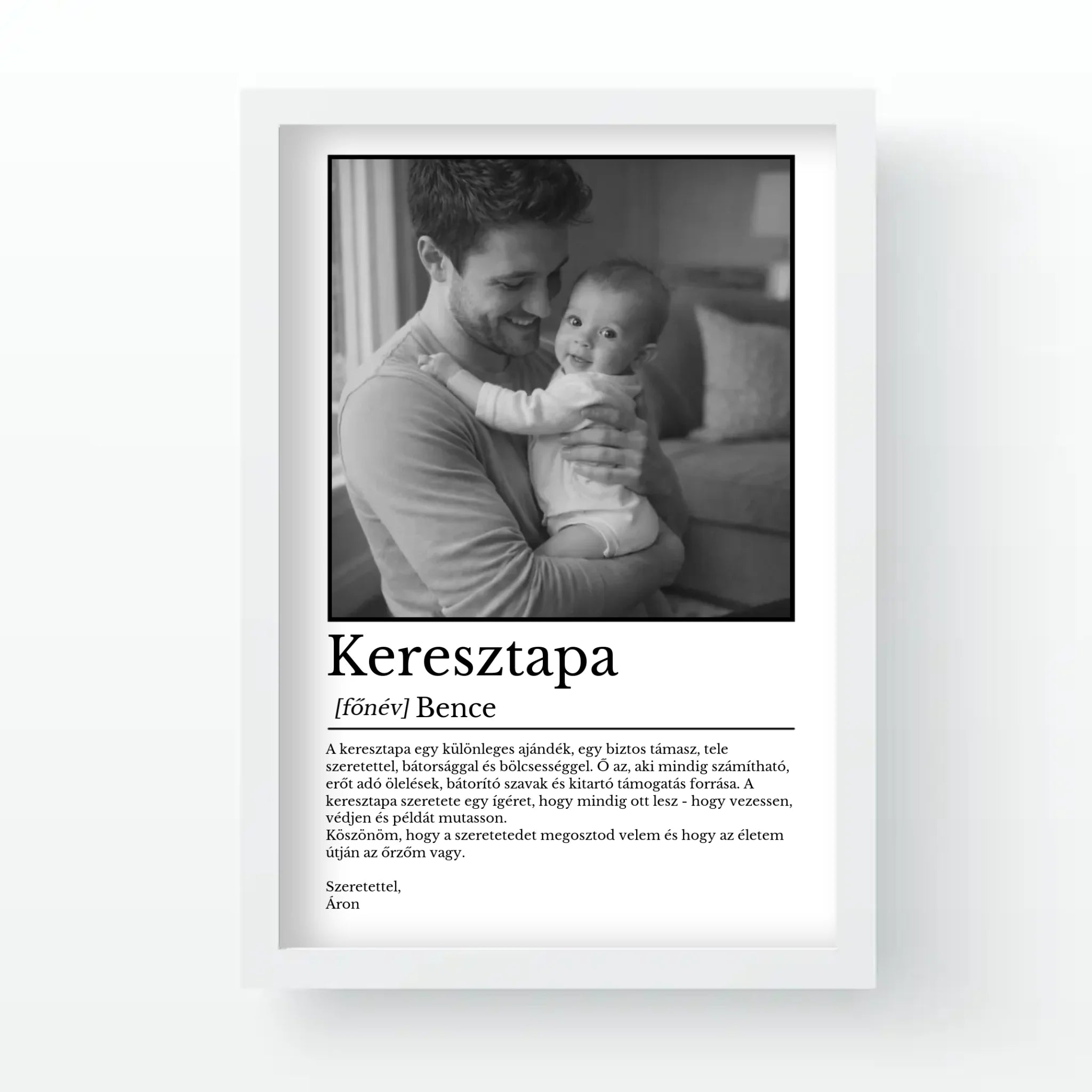 Egyedi falikép keresztapának - fotóval és névvel