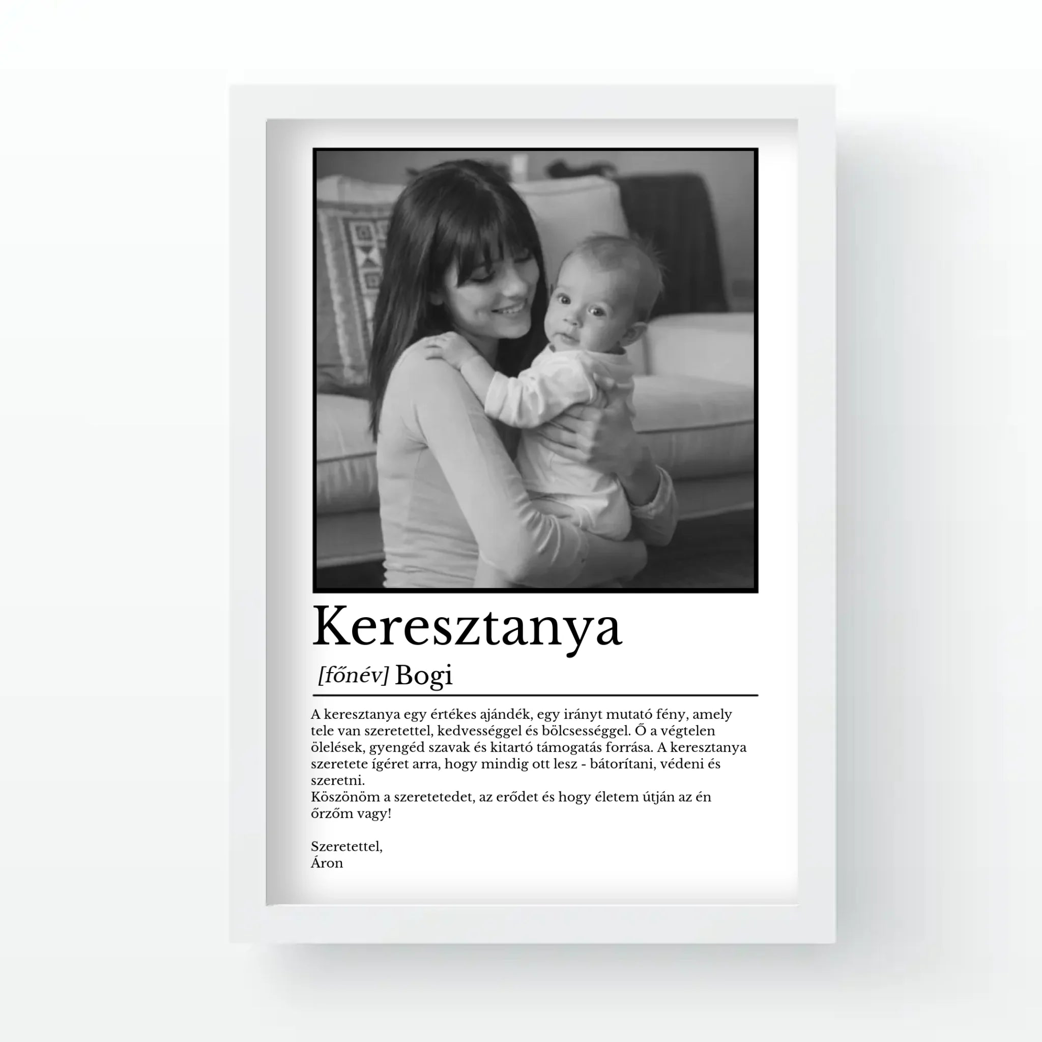 Egyedi falikép keresztanyának - fotóval és névvel