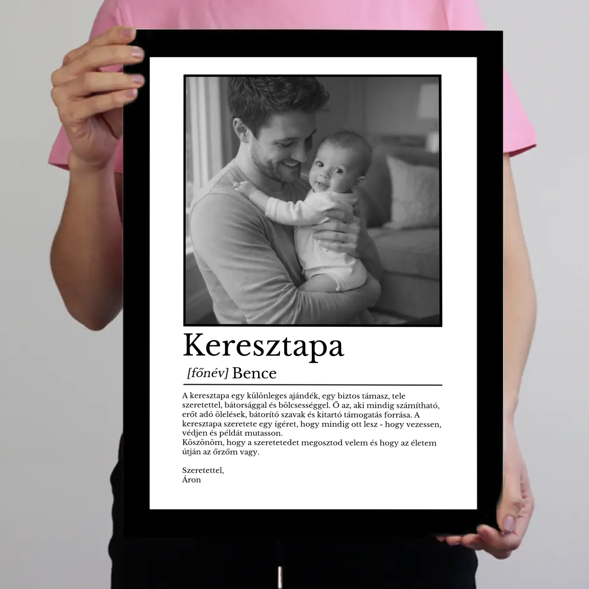 Egyedi falikép keresztapának - fotóval és névvel