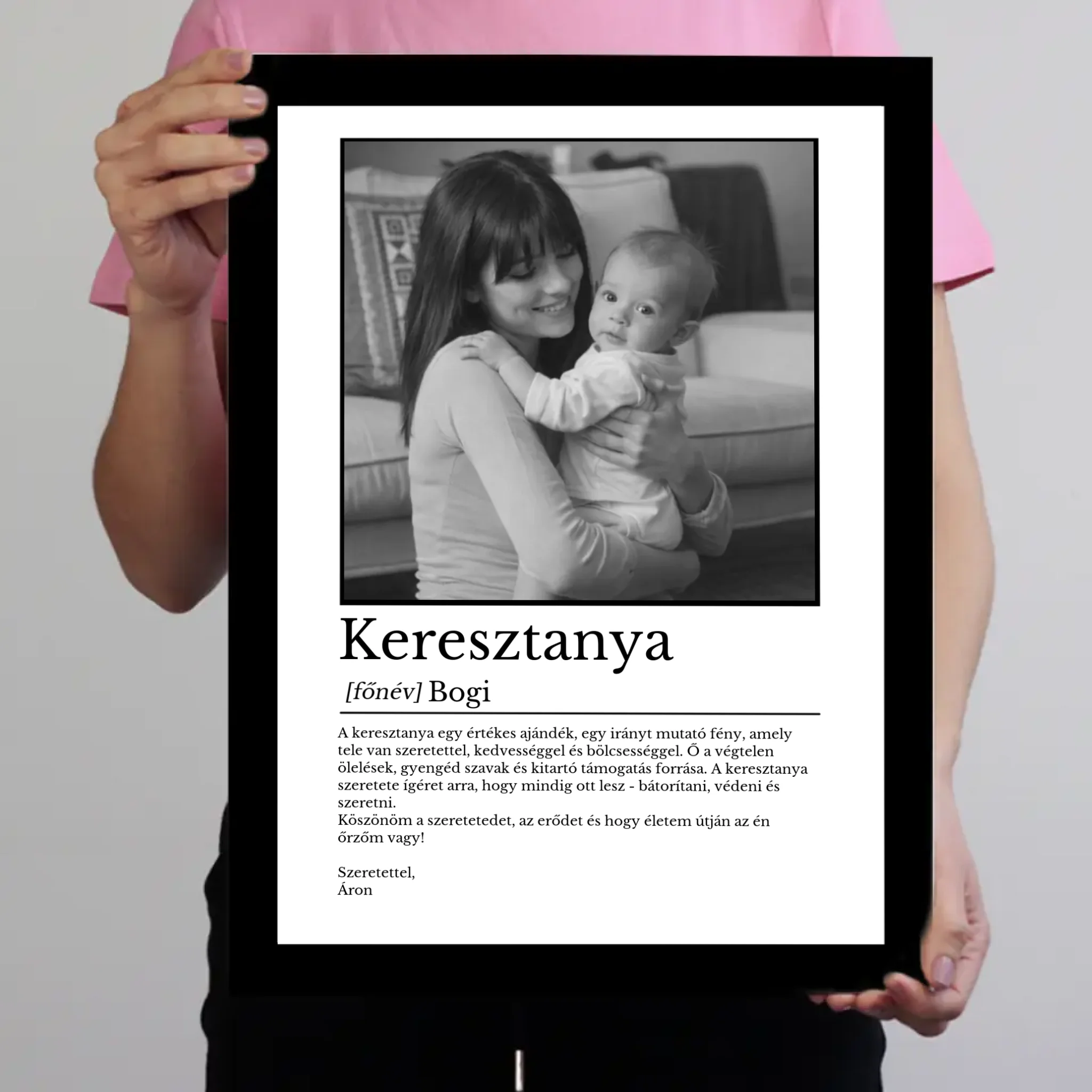 Egyedi falikép keresztanyának - fotóval és névvel