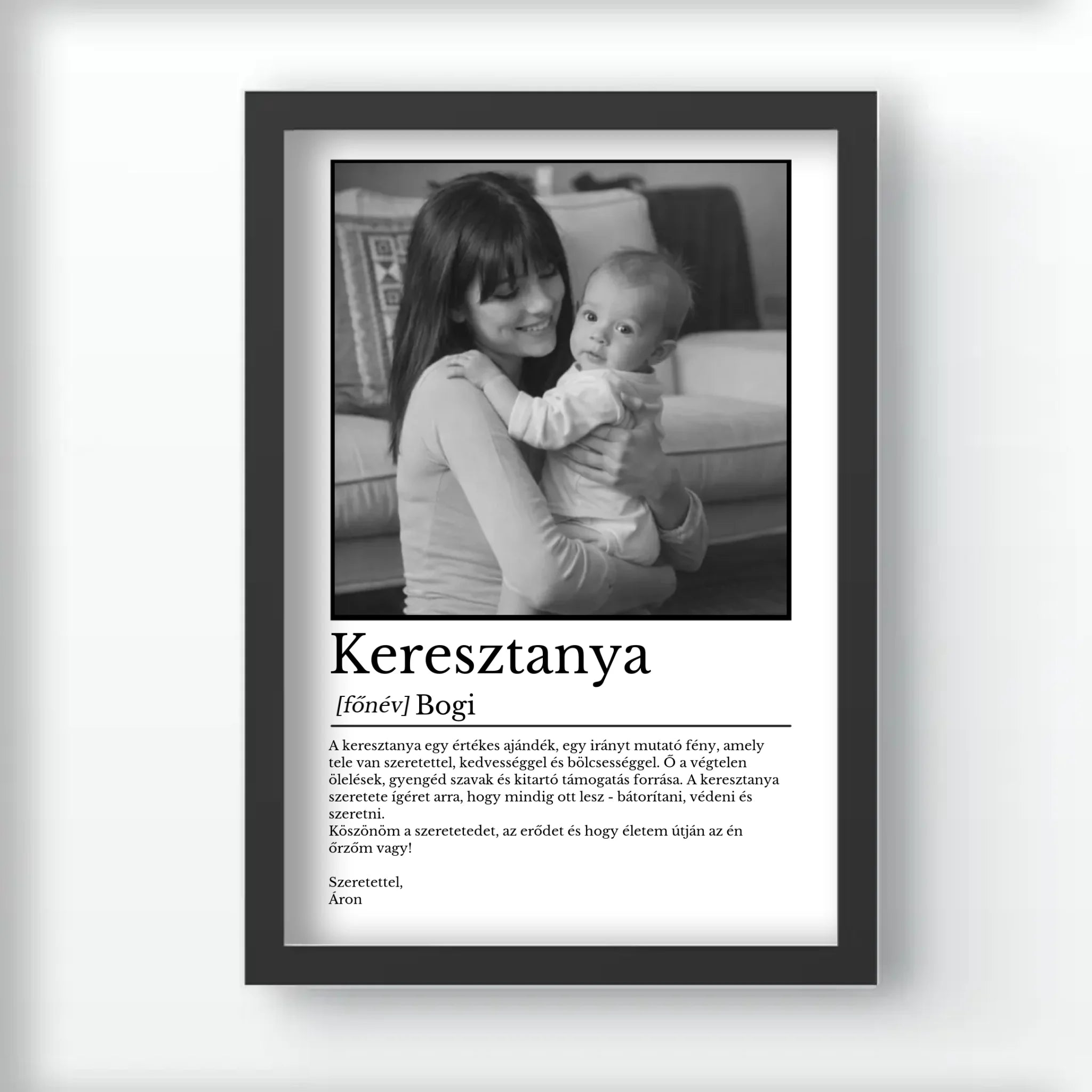 Egyedi falikép keresztanyának - fotóval és névvel