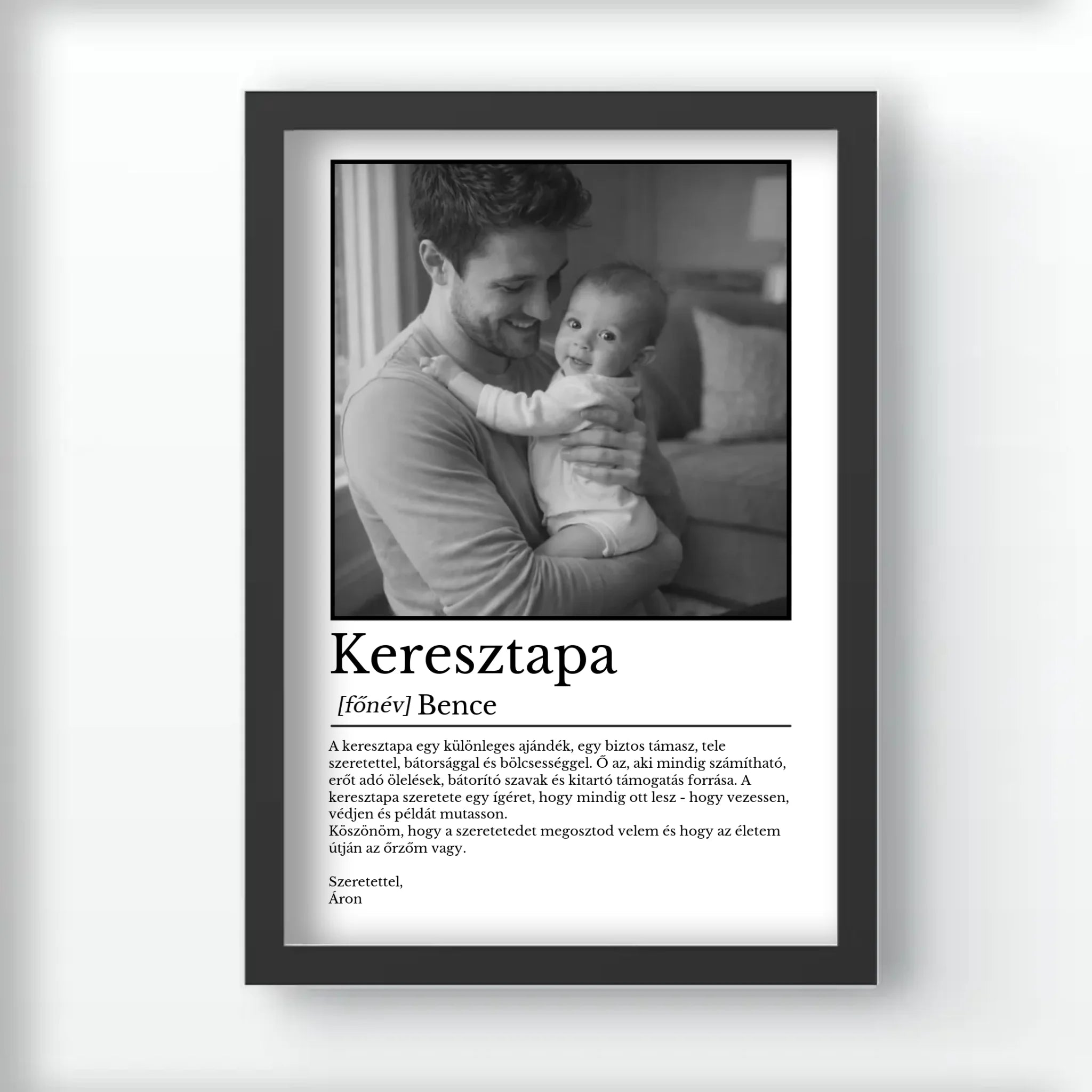 Egyedi falikép keresztapának - fotóval és névvel