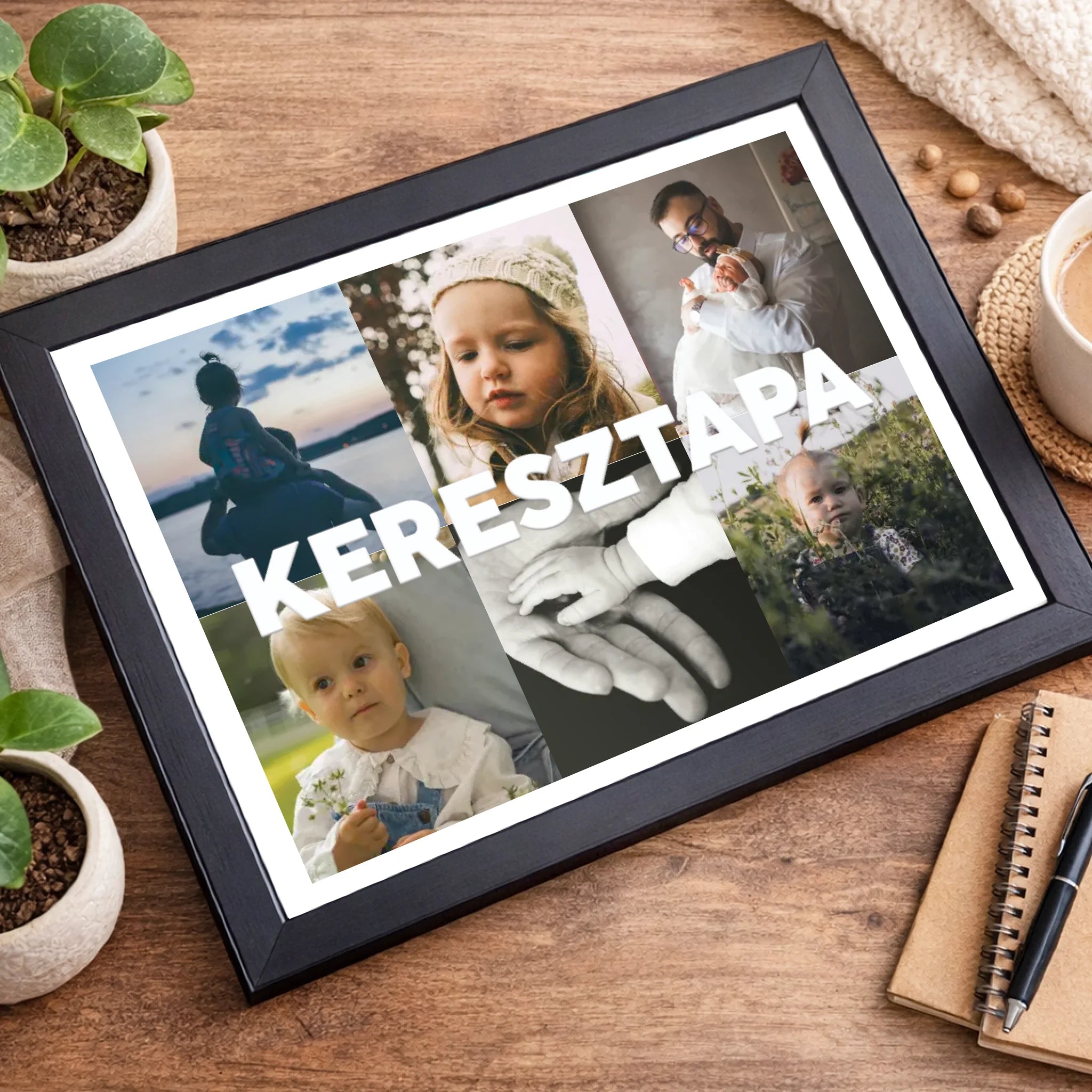 Keresztapa falikép – egyedi 6 képes ajándék saját fotókkal