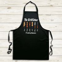 Grillfather fekete kötény - egyedi ajándék apáknak, akár 6 gyereknévvel