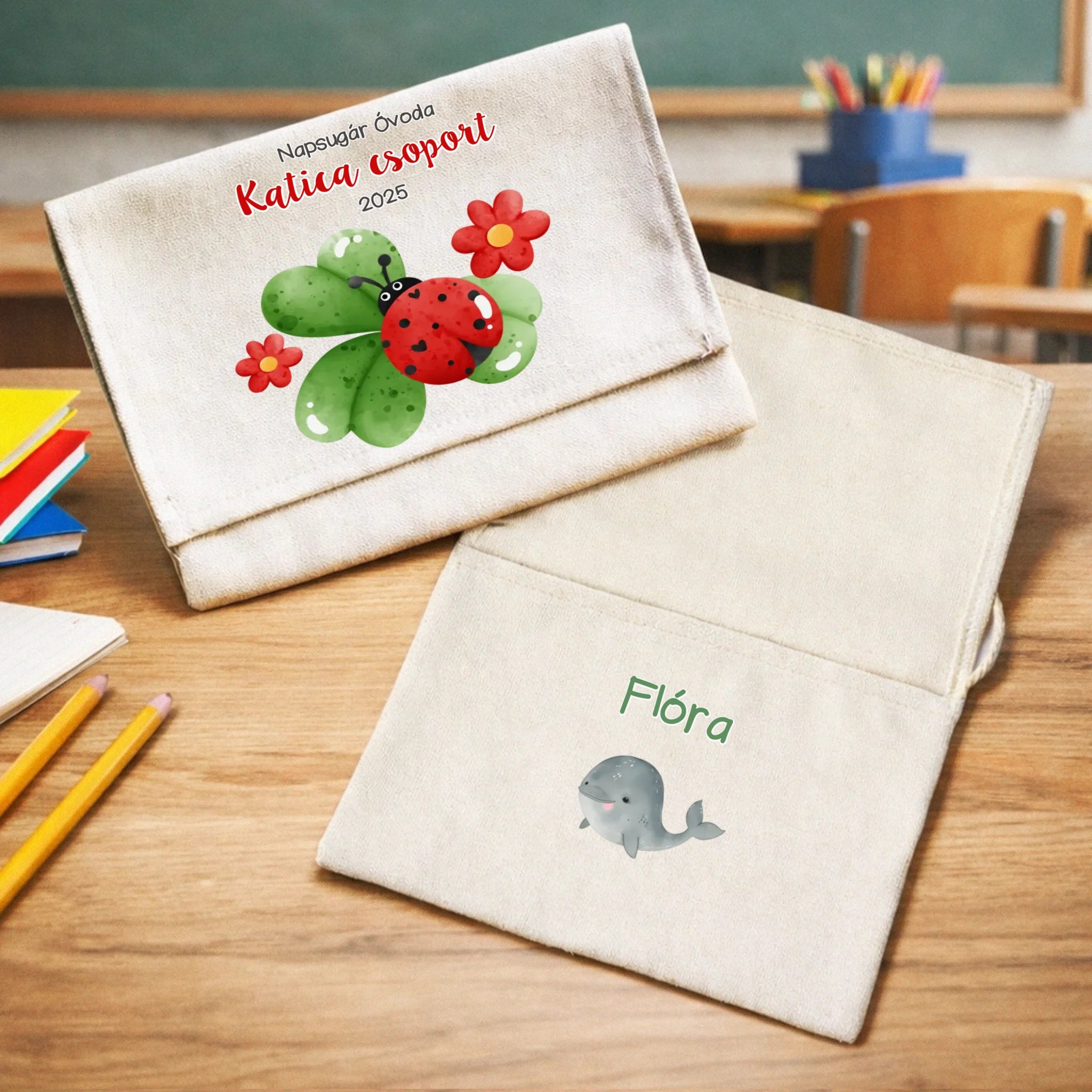 Ballagási tarisznya ovisoknak - Katica csoport natúrvászon