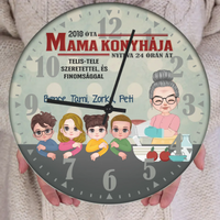Mama konyhája falióra- személyre szabható ajándék nagymamáknak unokákkal