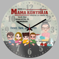 Mama konyhája falióra- személyre szabható ajándék nagymamáknak unokákkal