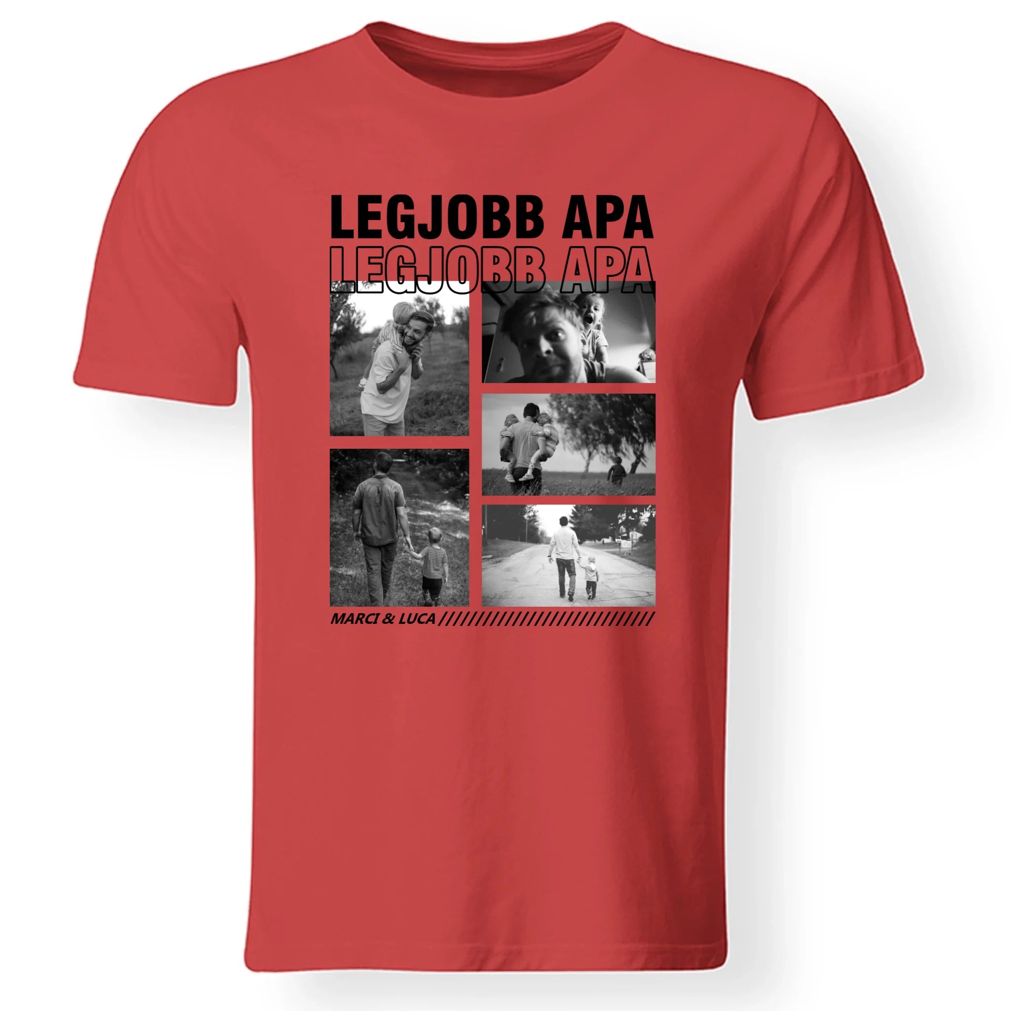 Egyedi fényképes póló apáknak - Legjobb Apa 5 fotóval és felirattal