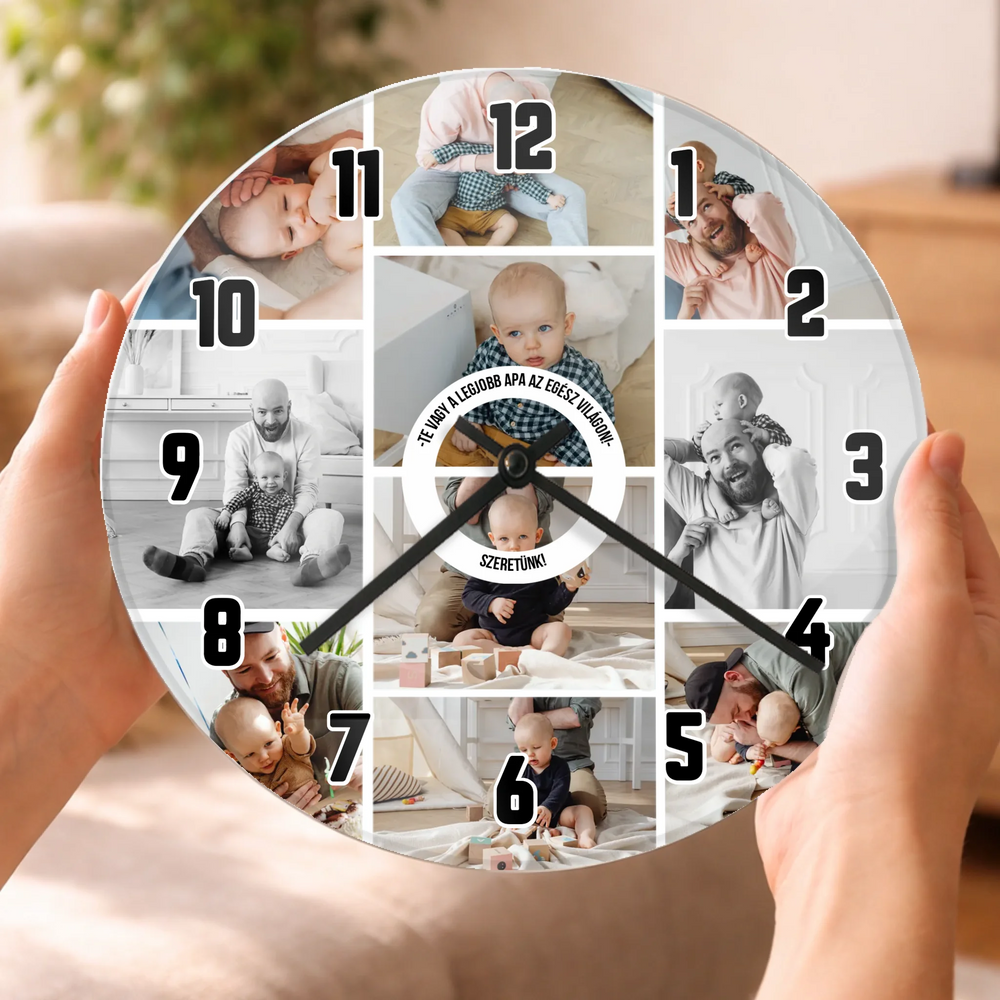 10 képes fotókollázs falióra apáknak