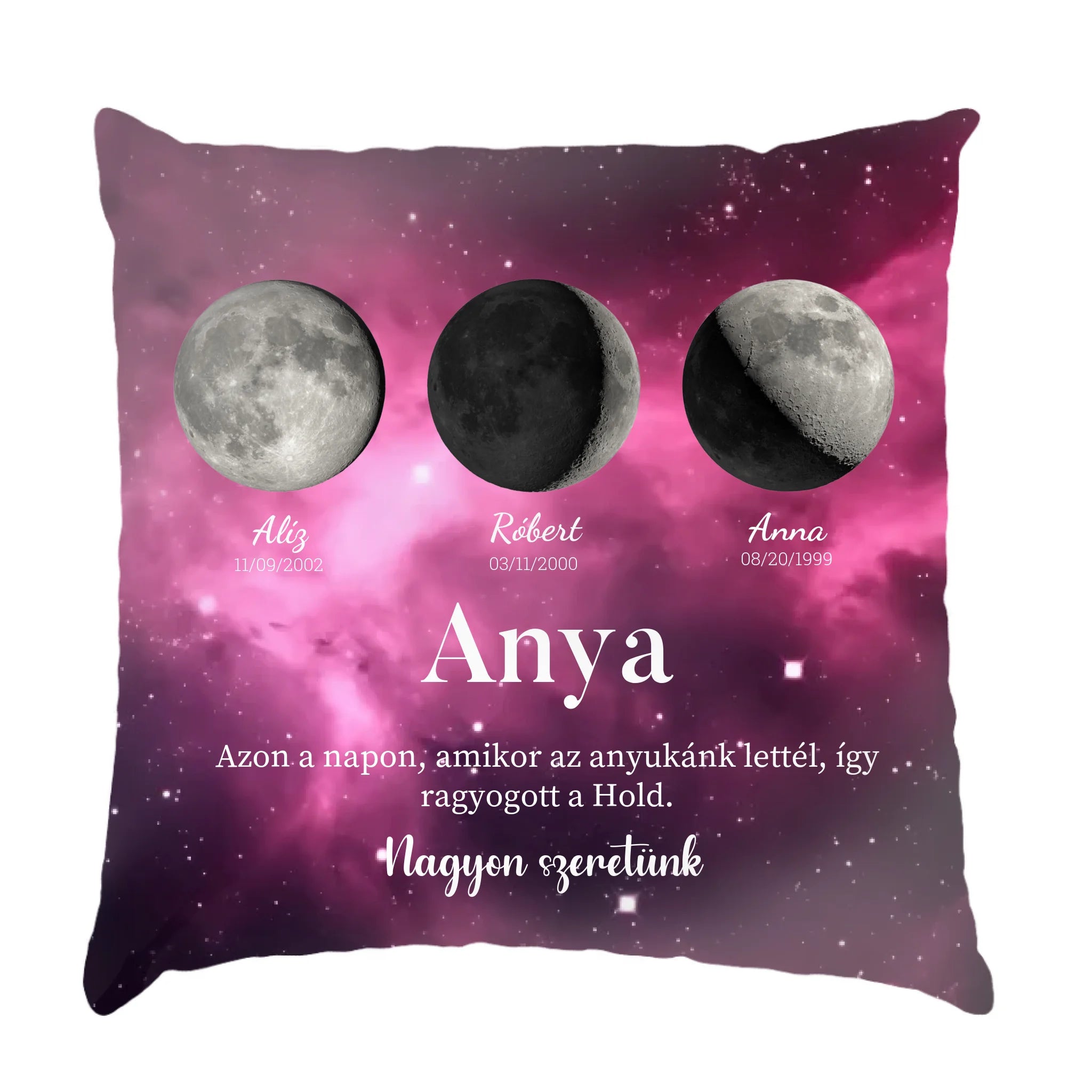  Ajándék anyáknak - Holdfázisos fullprint párna szerkeszthető feliratokkal