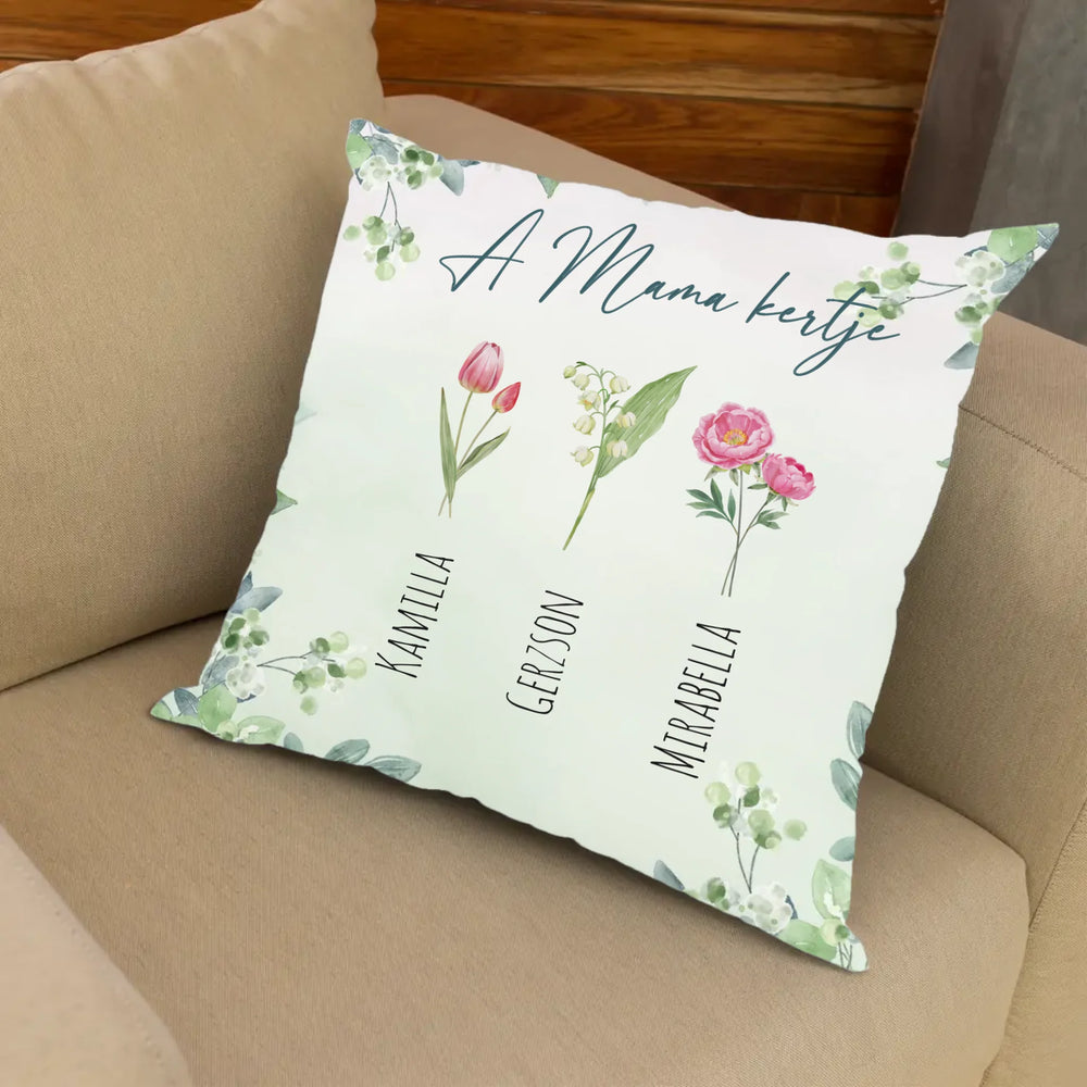 A Mama kertje egyedi feliratos telinyomatos FullPrint párna