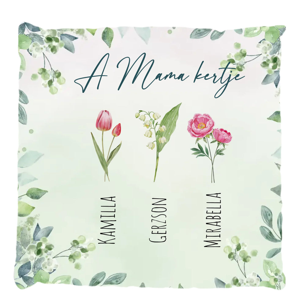 A Mama kertje egyedi feliratos telinyomatos FullPrint párna