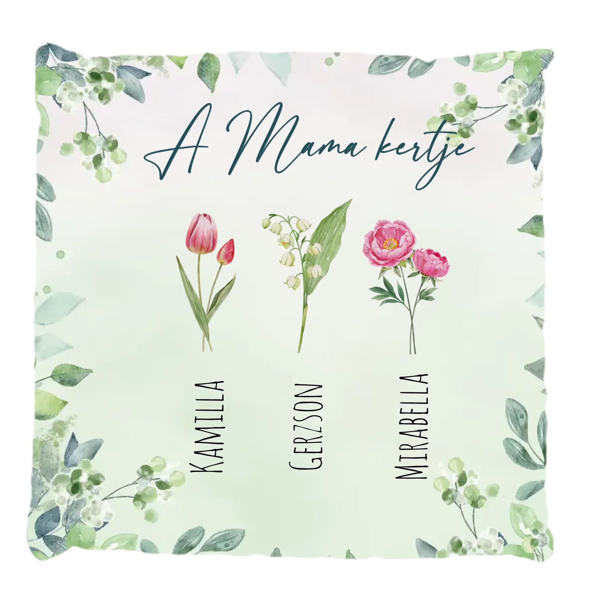 A Mama kertje egyedi feliratos telinyomatos FullPrint párna