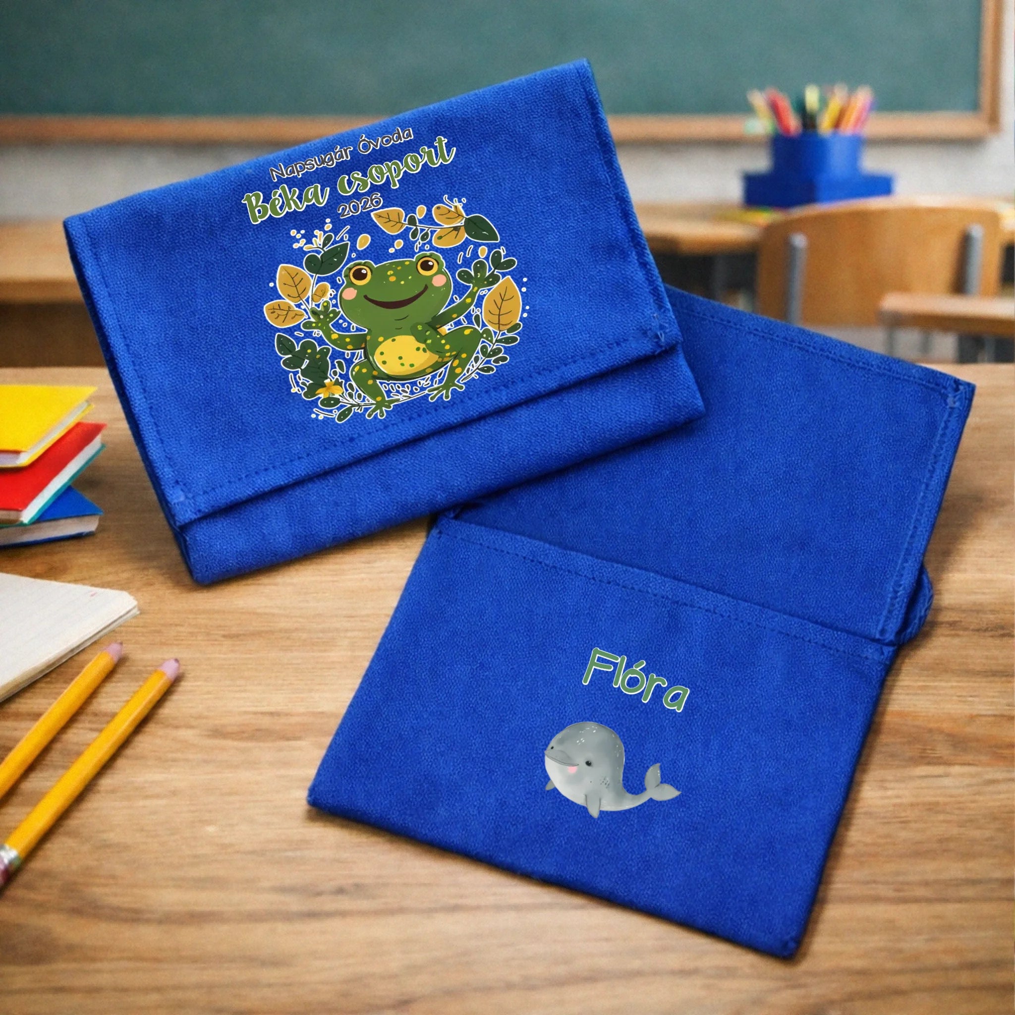 Ballagási tarisznya ovisoknak - Béka csoport kékvászon