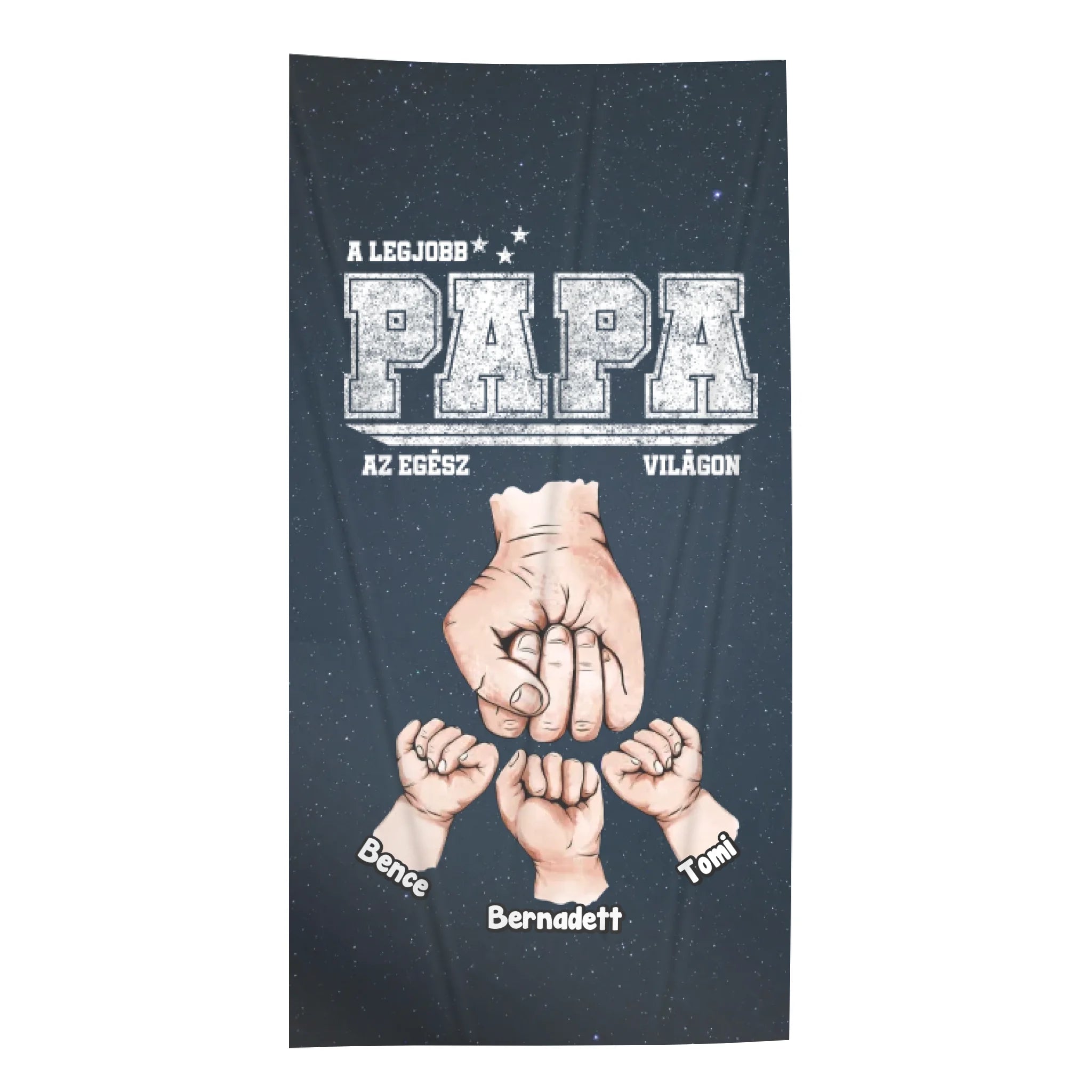 Ajándék papának - Egyedi strandtörölköző Legjobb Papa felirattal, személyre szabható mintával