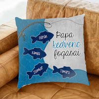 Papa kedvenc fogásai - egyedi ajándék párna papáknak akár 7 unokával