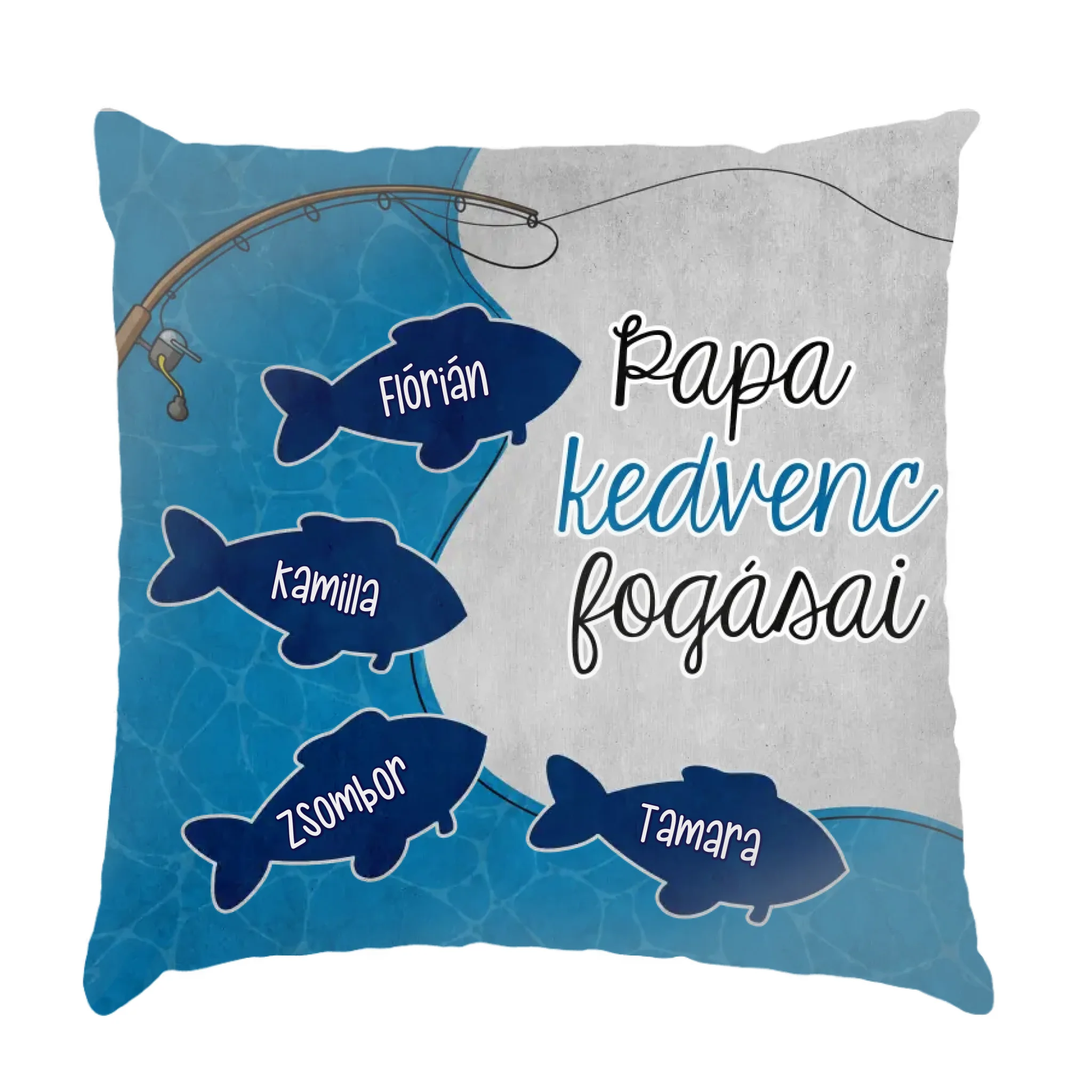 Papa kedvenc fogásai - egyedi ajándék párna papáknak akár 7 unokával